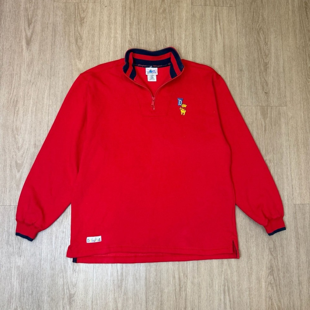 Disneyland Resort Winnie the Pooh Red 1/4 Zip Sweatshirt Size L